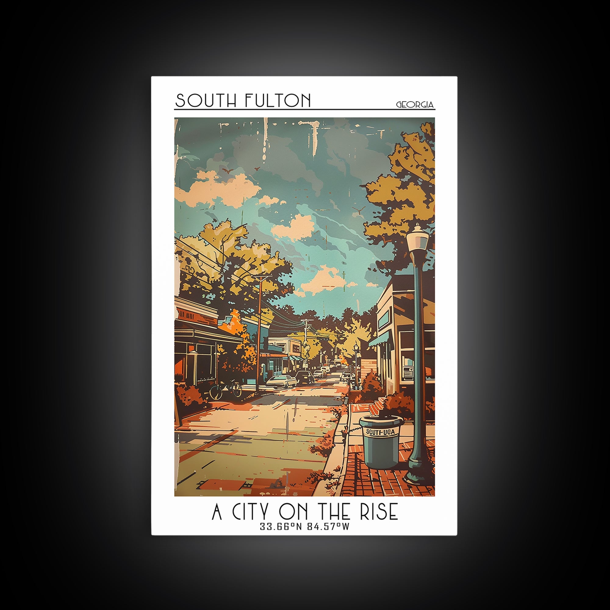 South Fulton Georgia Travel Poster, Canvas Print, Vintage Travel Print, City Wall Art, Travel Posters, Travel Wall Art, Travel Print