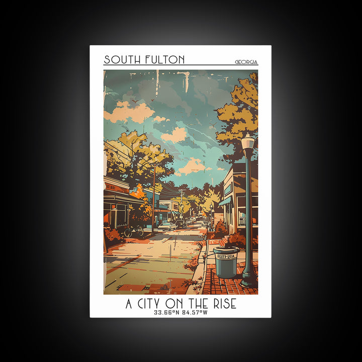 South Fulton Georgia Travel Poster, Canvas Print, Vintage Travel Print, City Wall Art, Travel Posters, Travel Wall Art, Travel Print