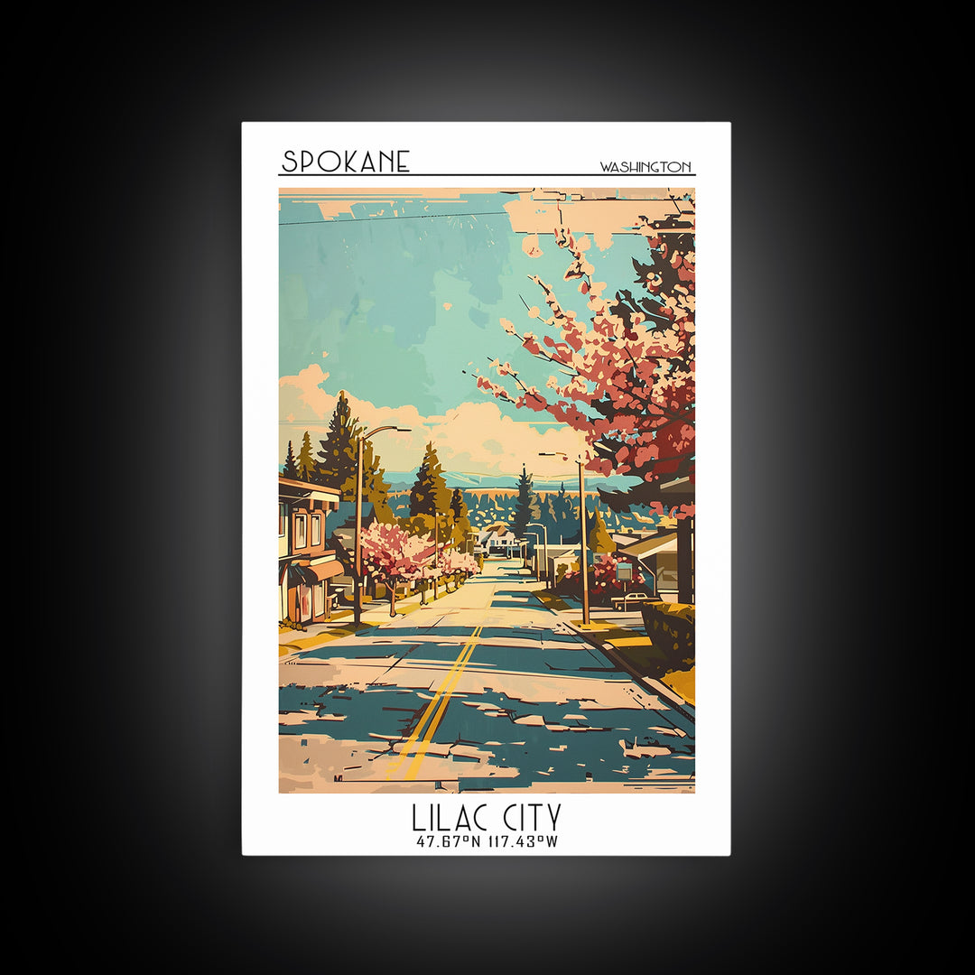 Spokane Travel Poster, Canvas Print, City Travel Poster, Travel Wall Decor, Travel Prints, Home Office Decor, Wall Art, Travel Decor