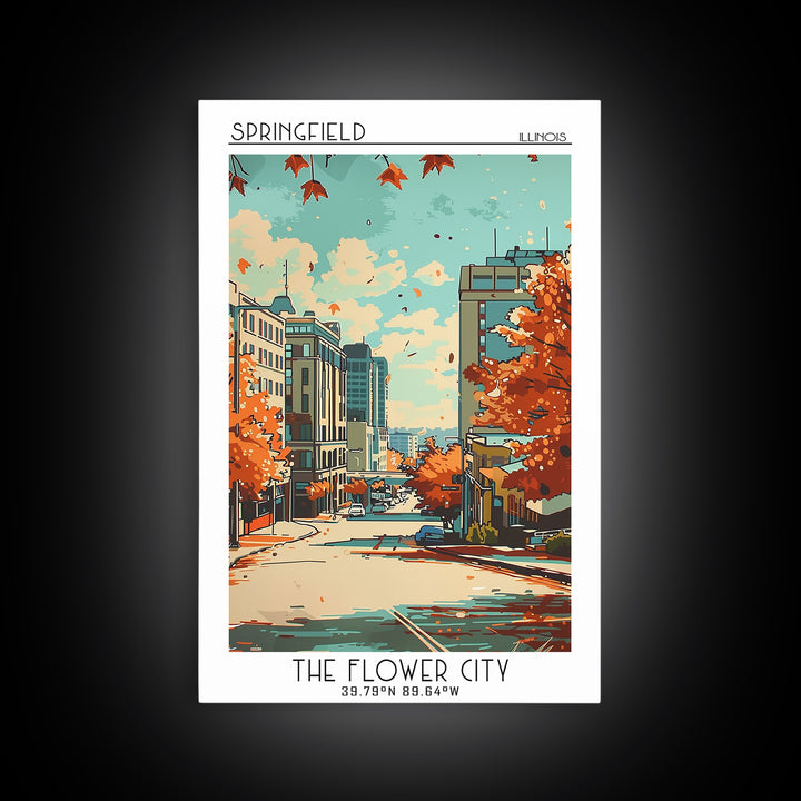 Springfield Illinois Travel Poster, Canvas Print, Vintage Travel Print, City Wall Art, Living Room Wall Art, Wall Art, Travel Prints