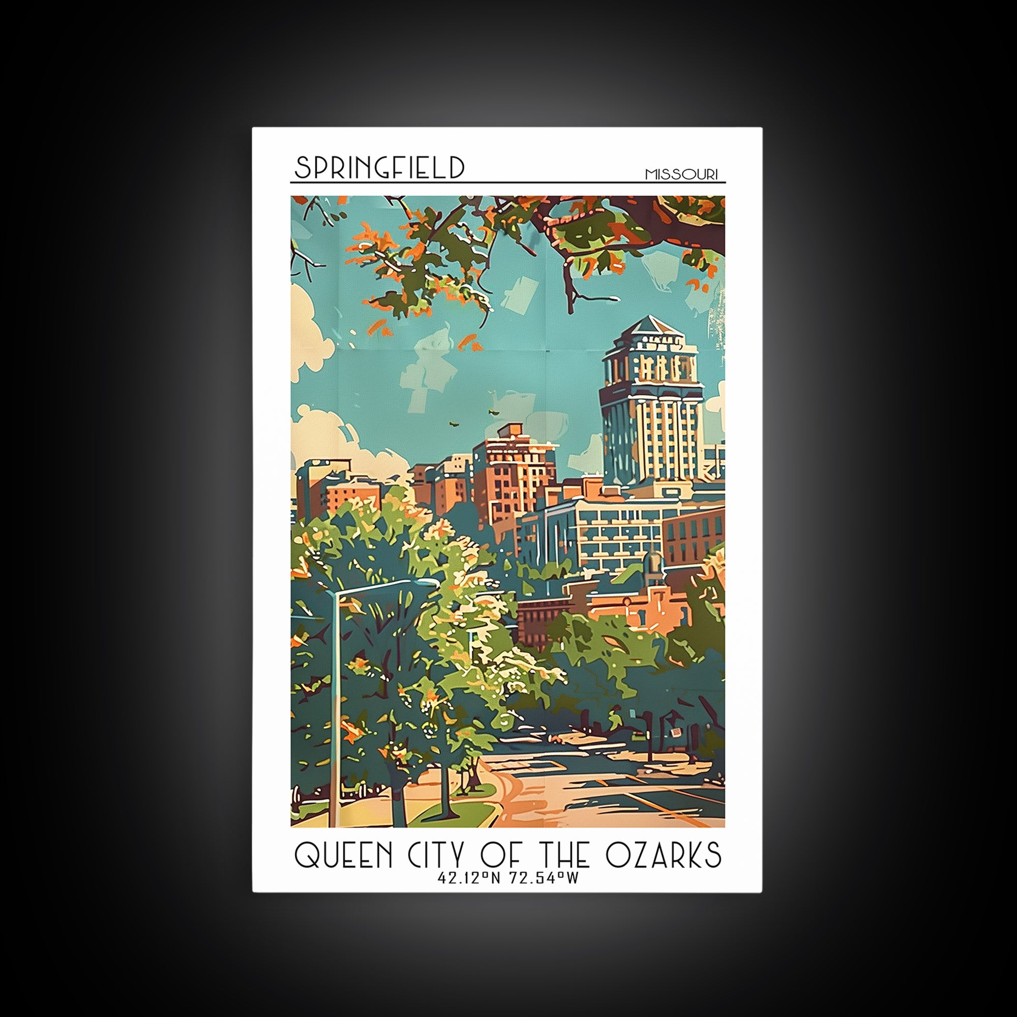 Springfield Missouri Travel Poster, Canvas Print, City Art Print, Travel Wall Art, Wall Art, Travel Wall Decor, Living Room Wall Art