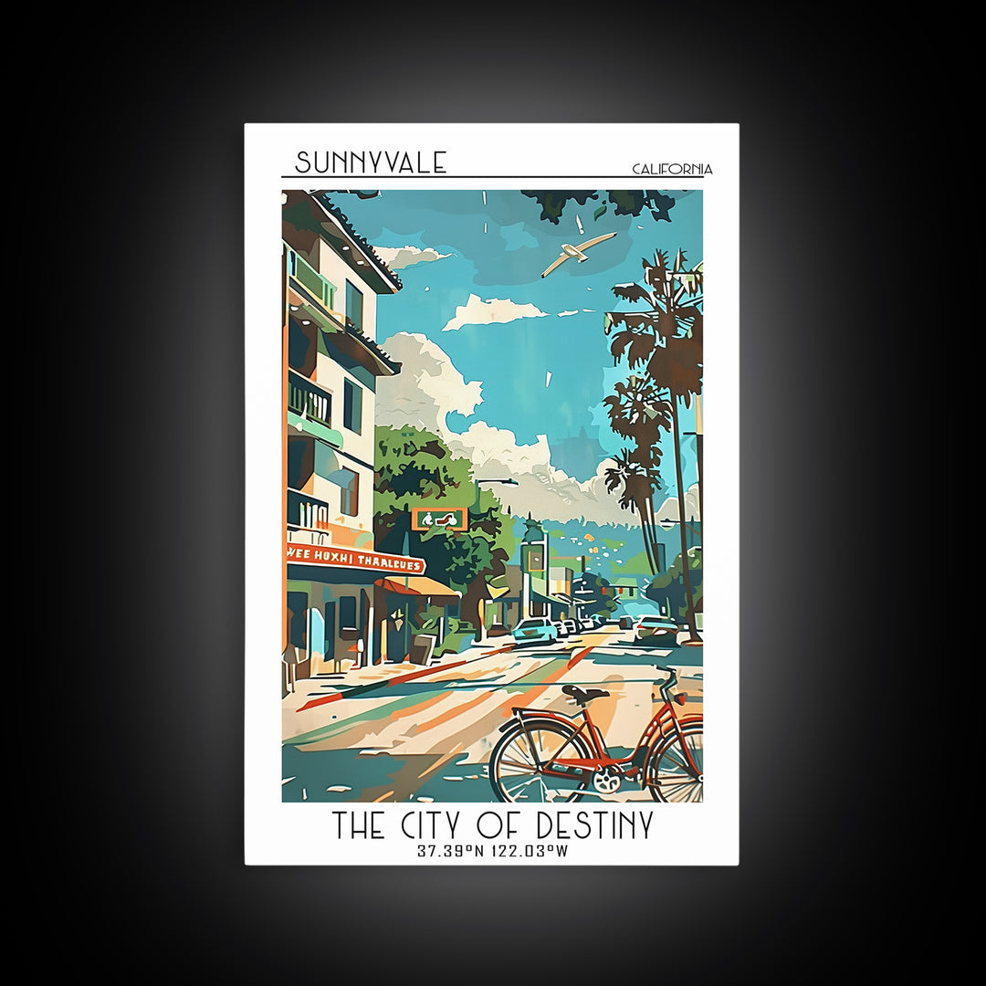 Sunnyvale California Travel Poster, Canvas Print, Retro Travel Poster, City Wall Art, Travel Posters, Retro Wall Art, City Art Print