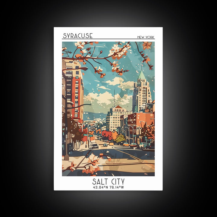 Syracuse Travel Poster, Framed Canvas Print, City Travel Poster, Travel Wall Decor, Gallery Wall Set, Watercolor Cityscape, Wall Art
