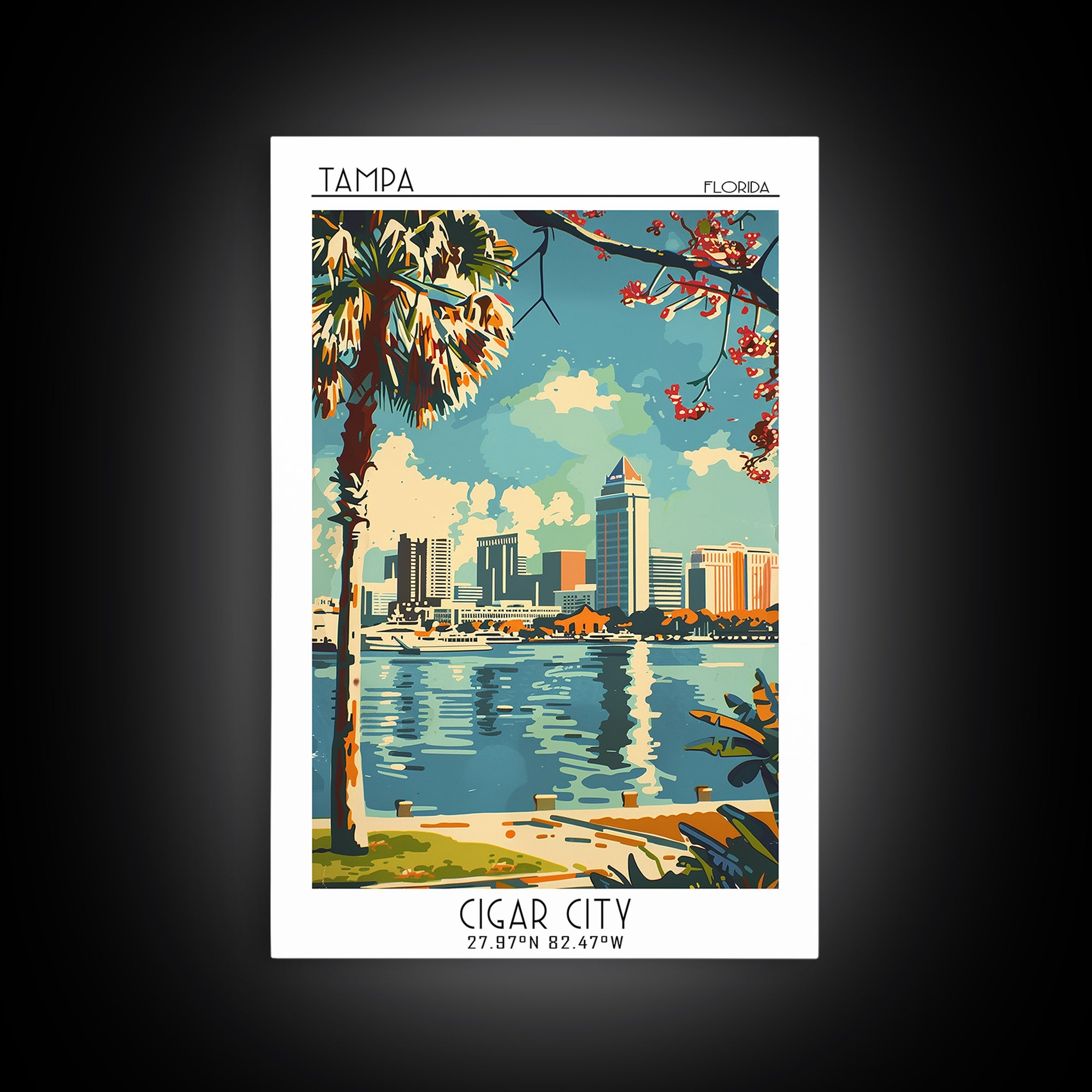 Tampa Travel Poster, Canvas Print, Retro Travel Poster, City Wall Art, Travel Print, Travel Prints, Home Decor, Living Room Wall Art
