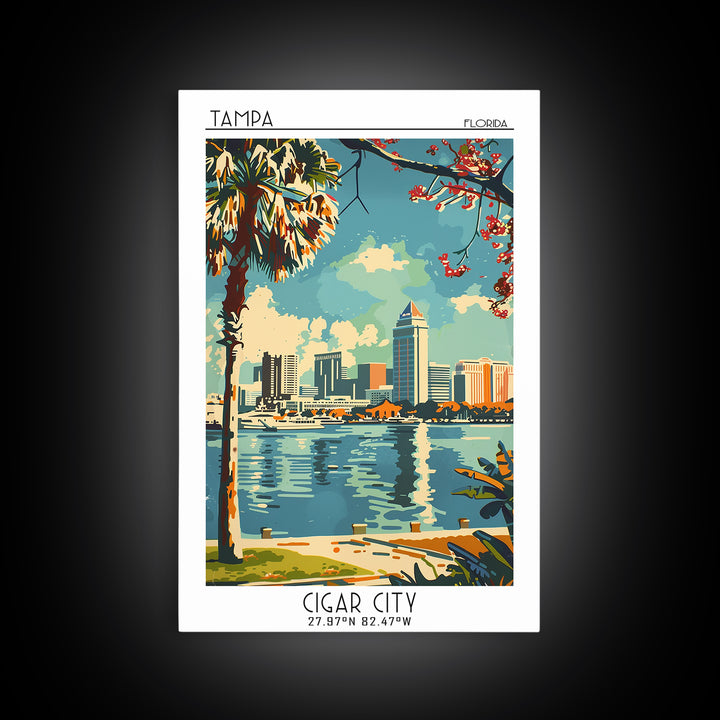 Tampa Travel Poster, Canvas Print, Retro Travel Poster, City Wall Art, Travel Print, Travel Prints, Home Decor, Living Room Wall Art