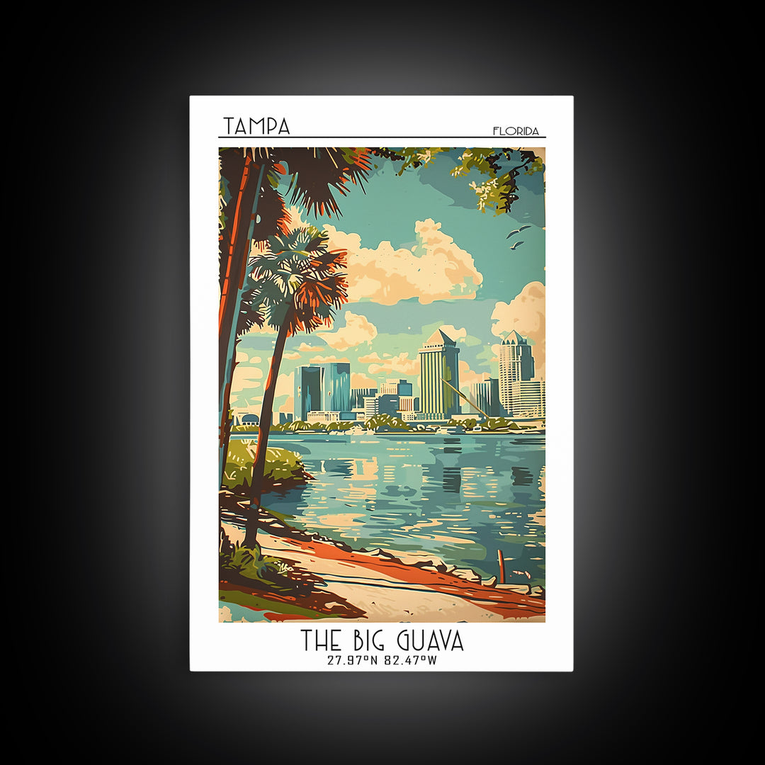 Tampa Florida Travel Poster, Canvas Print, Travel Wall Art, City Wall Art, Gallery Wall Set, City Art Print, Travel Prints, Wall Art