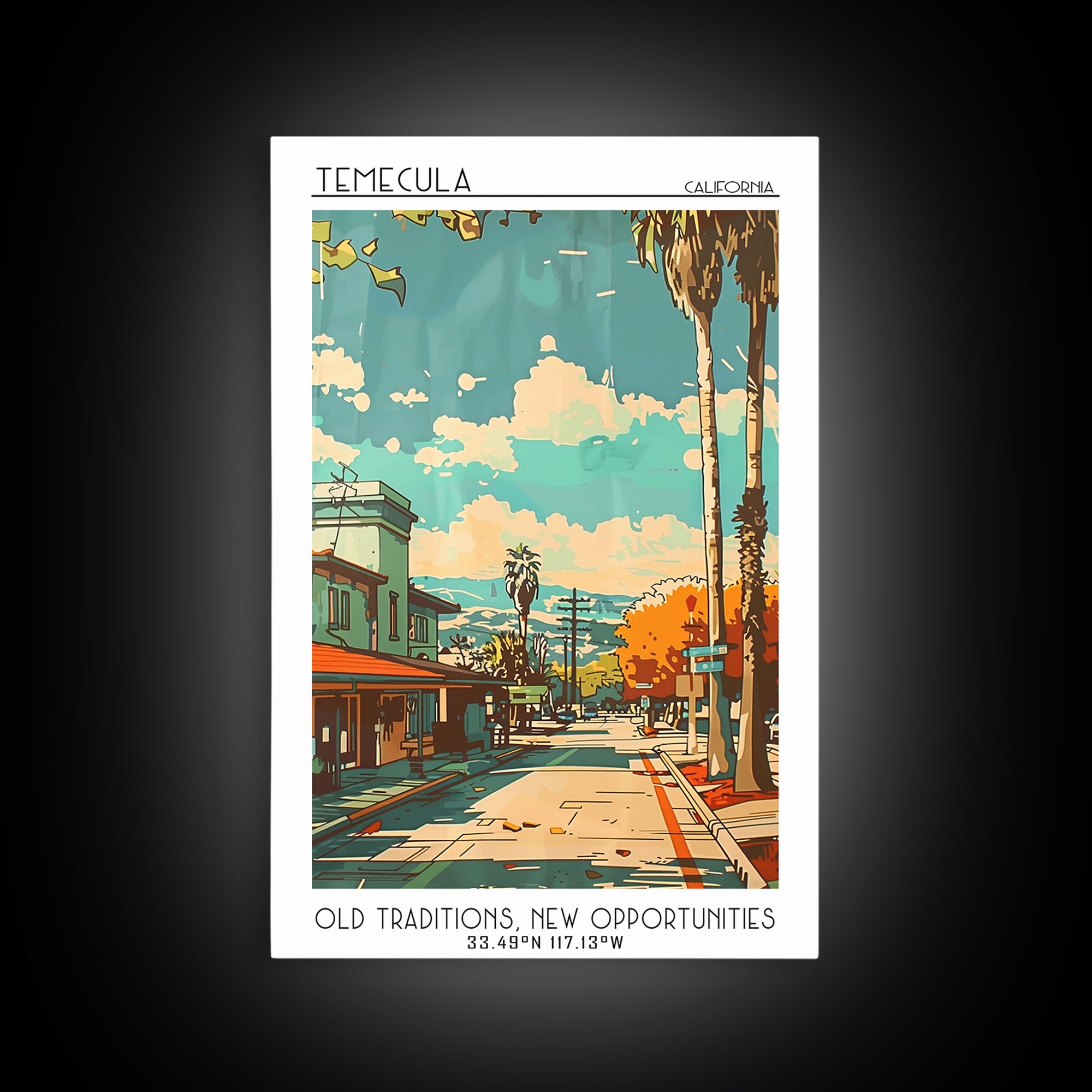 Temecula Travel Poster, Framed Canvas Print, City Art Print, Travel Wall Art, Travel Decor, Wanderlust Gift, Travel Print, Art Print