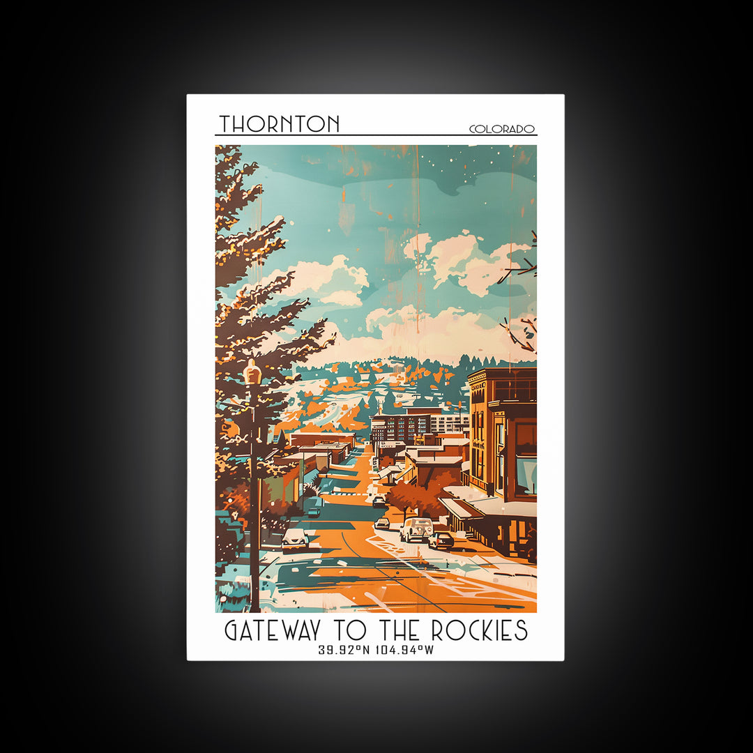 Thornton Travel Poster, Framed Canvas Print, City Art Print, Travel Wall Art, Travel Prints, City Illustration, Living Room Wall Art