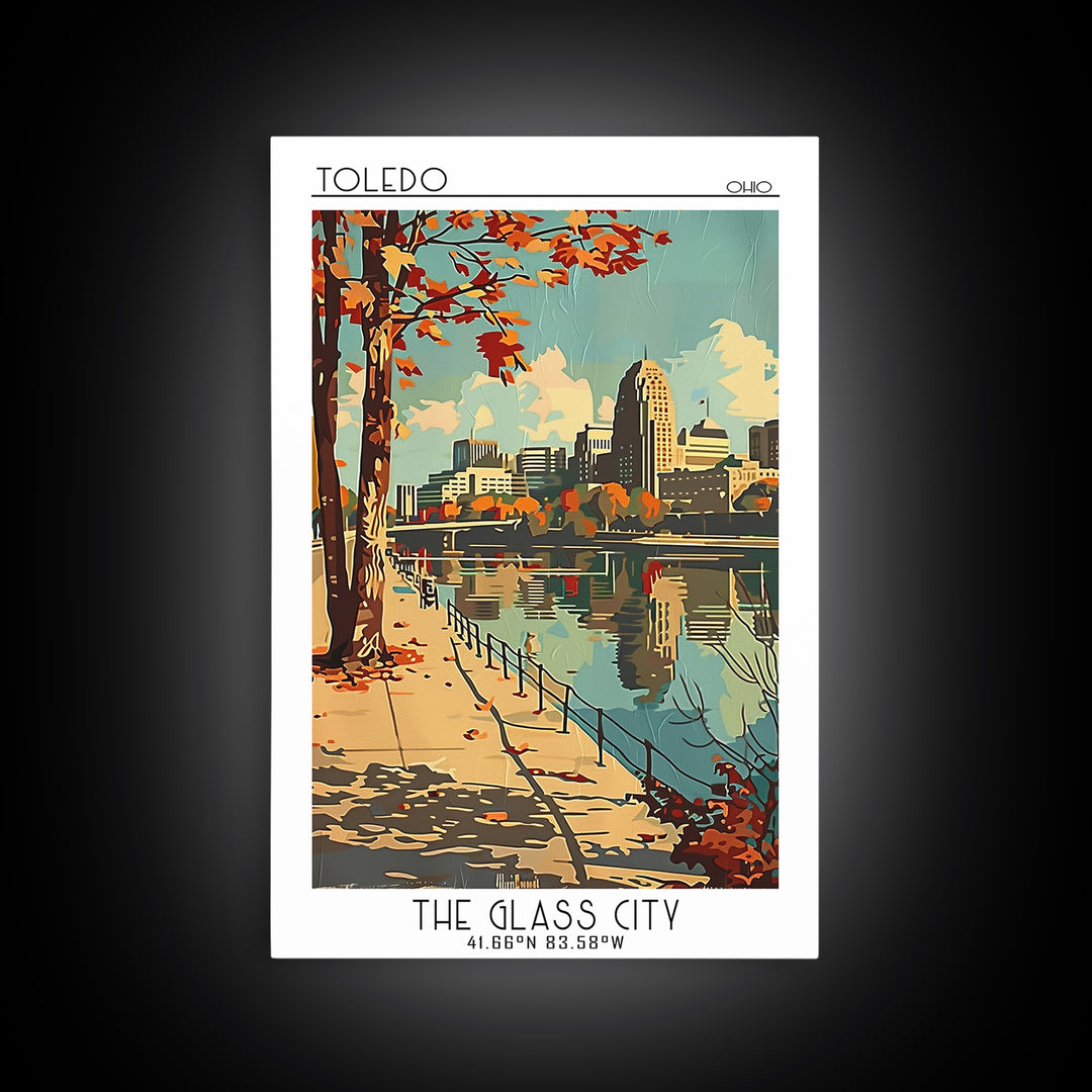 Toledo Ohio Travel Poster, Canvas Print, City Art Print, Travel Wall Art, Fine Art Print, Colorful Wall Art, Poster Print, Art Print