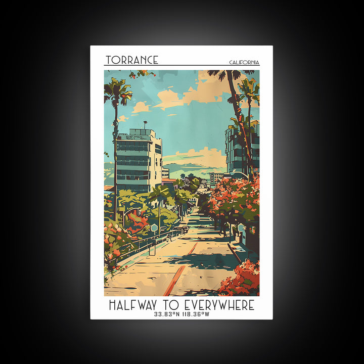 Torrance California Travel Poster, Canvas Print, City Travel Poster, Travel Wall Art, Travel Posters, Wanderlust Gift, Travel Prints