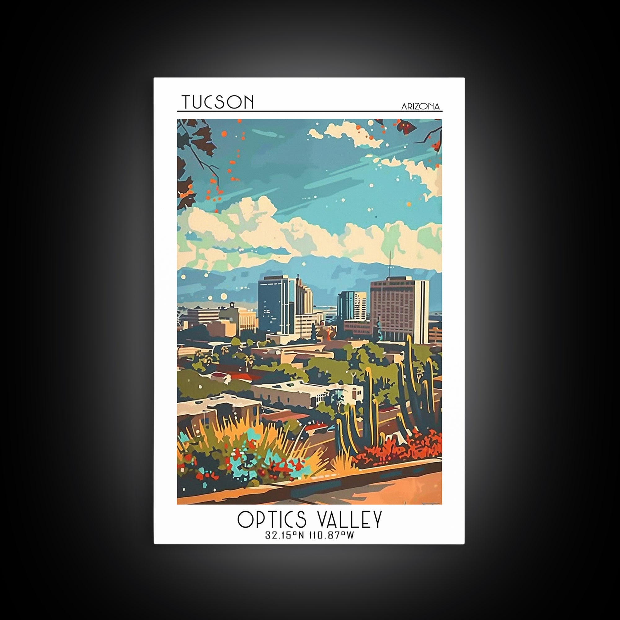 Tucson Travel Poster, Framed Canvas Print, Travel Prints, Landscape Art, Minimalist Poster, Wanderlust Gift, Art Print, Travel Decor