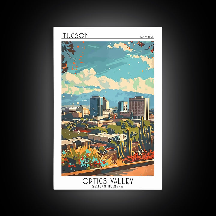 Tucson Travel Poster, Framed Canvas Print, Travel Prints, Landscape Art, Minimalist Poster, Wanderlust Gift, Art Print, Travel Decor