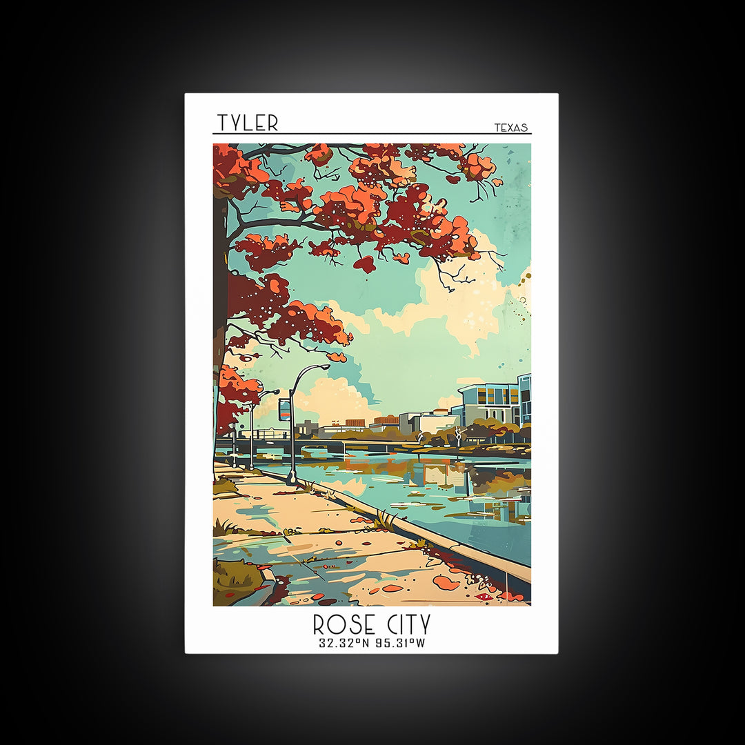 Tyler Texas Travel Poster, Canvas Print, Retro Travel Poster, City Wall Art, Retro Travel Print, Vintage Poster, Wall Art, Art Print