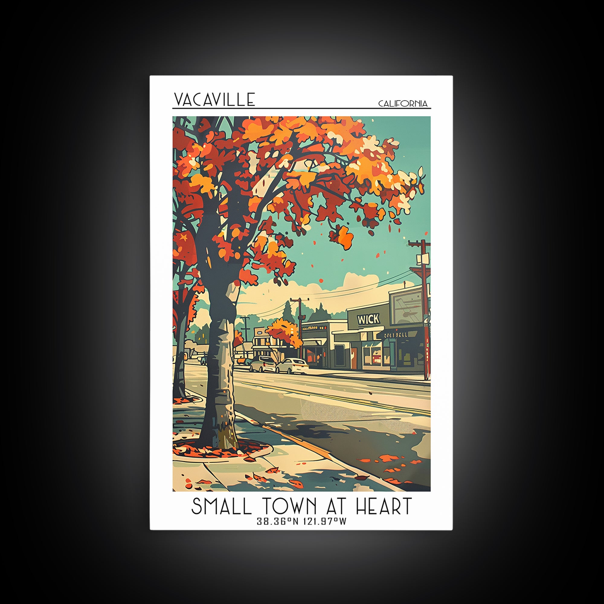 Vacaville Travel Poster, Framed Canvas Print, City Travel Poster, Travel Wall Art, City Illustration, Living Room Wall Art, Wall Art