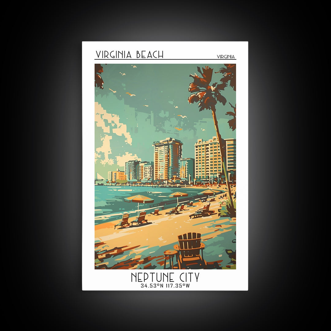 Virginia Beach Virginia Travel Poster, Canvas Print, City Art Print, Travel Wall Art, Vintage Travel Art, Travel Print, Poster Print