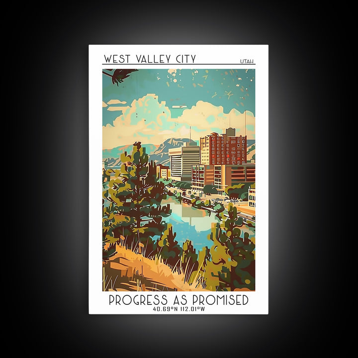 West Valley City Travel Poster, Canvas Print, Retro Travel Poster, City Wall Art, Travel Posters, Minimalist Poster, Travel Wall Art