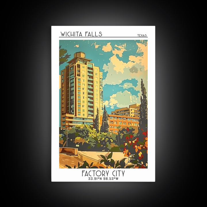Wichita Falls Travel Poster, Framed Canvas Print, City Travel Poster, Vintage City Poster, Vintage Travel Art, Art Print, Poster Art