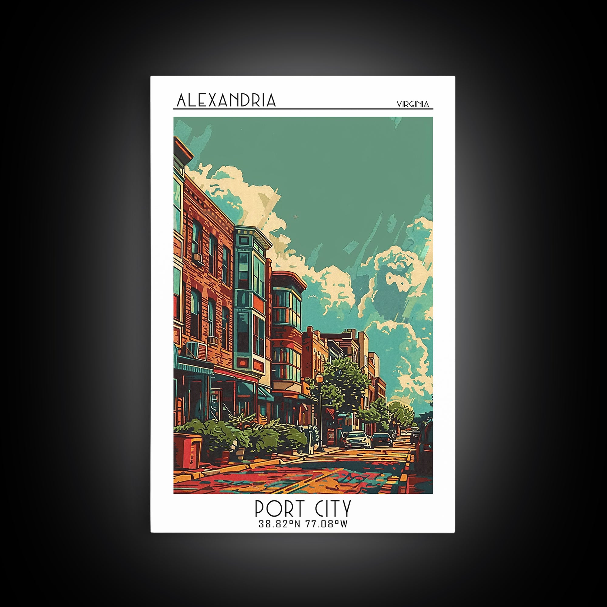 Alexandria Travel Poster, Framed Canvas Print, Travel Art Print, Modern Wall Decor, City Travel Poster, Wall Art, Retro Travel Print