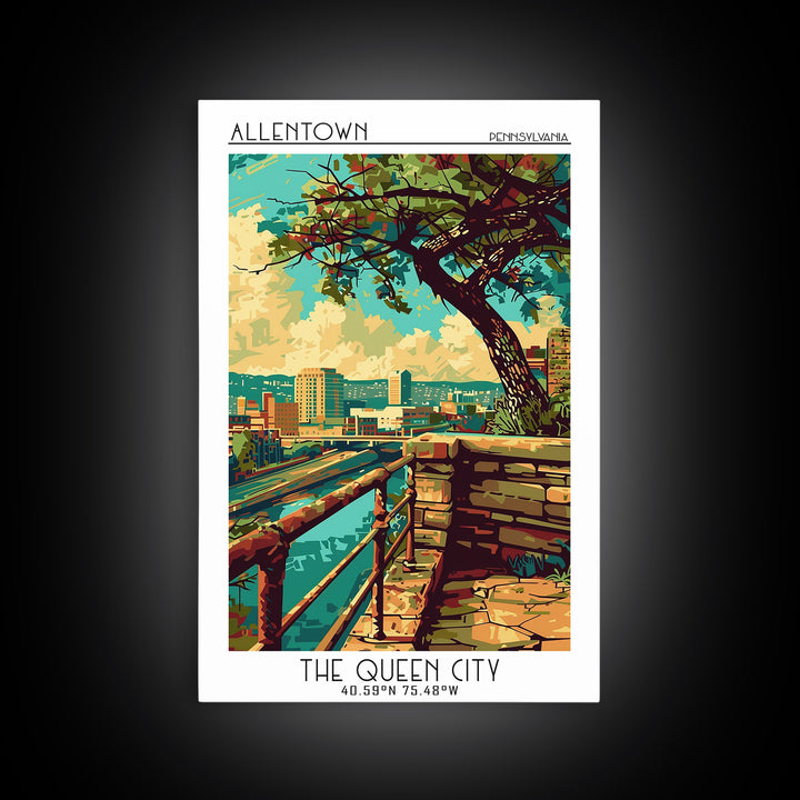 Allentown Travel Poster, Canvas Print, Retro Travel Poster, City Wall Art, Living Room Wall Art, Retro Travel Print, Vintage Posters