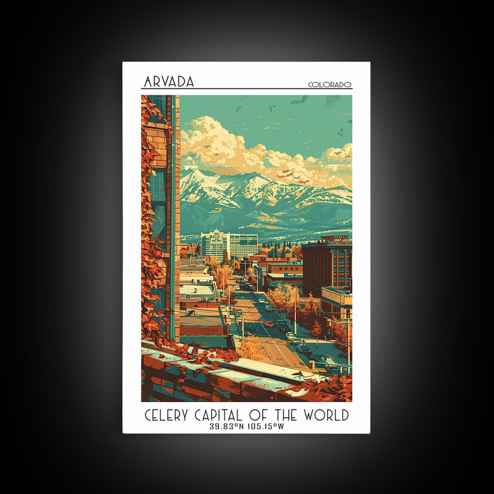 Arvada Travel Poster, Framed Canvas Print, Vintage Travel Print, City Wall Art, Travel Posters, Retro Travel Poster, Wanderlust Gift