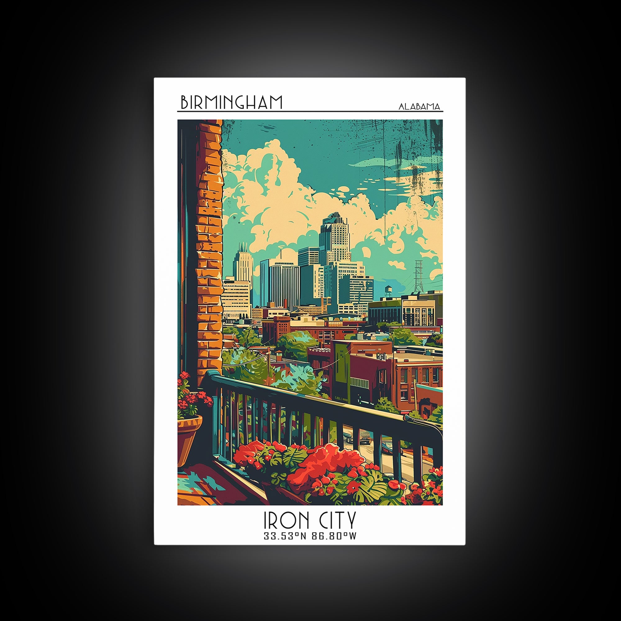 Birmingham Travel Poster, Canvas Print, City Art Print, Travel Wall Art, Art Print, Wanderlust Gift, Home Office Decor, Travel Print