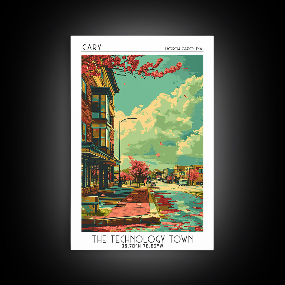 Cary Travel Poster, Canvas Print, City Travel Poster, Travel Wall Art, Travel Prints, Home Office Decor, Gallery Wall Set, Art Print