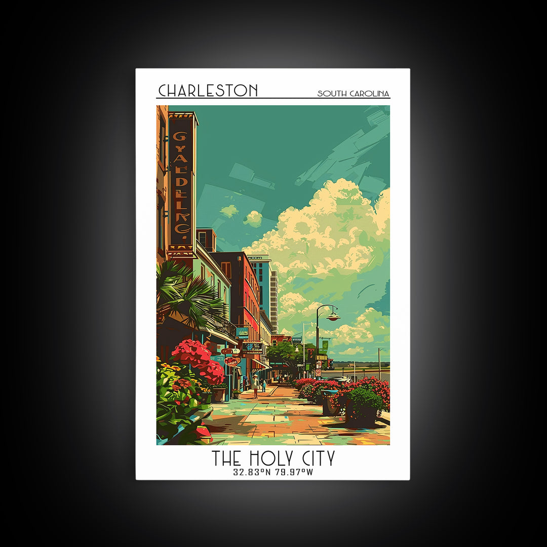 Charleston Travel Poster, Canvas Print, Retro Travel Poster, City Wall Art, Minimalist Poster, Home Office Decor, Retro Travel Print