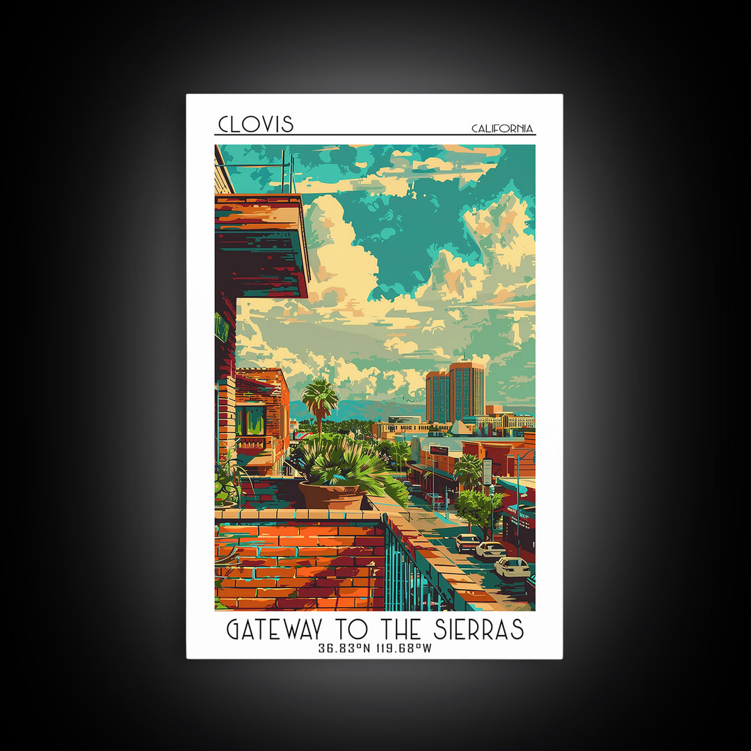 Clovis Travel Poster, Framed Canvas Print, City Art Print, Travel Wall Art, Wanderlust Gift, Poster Art, Landscape Art, Poster Print