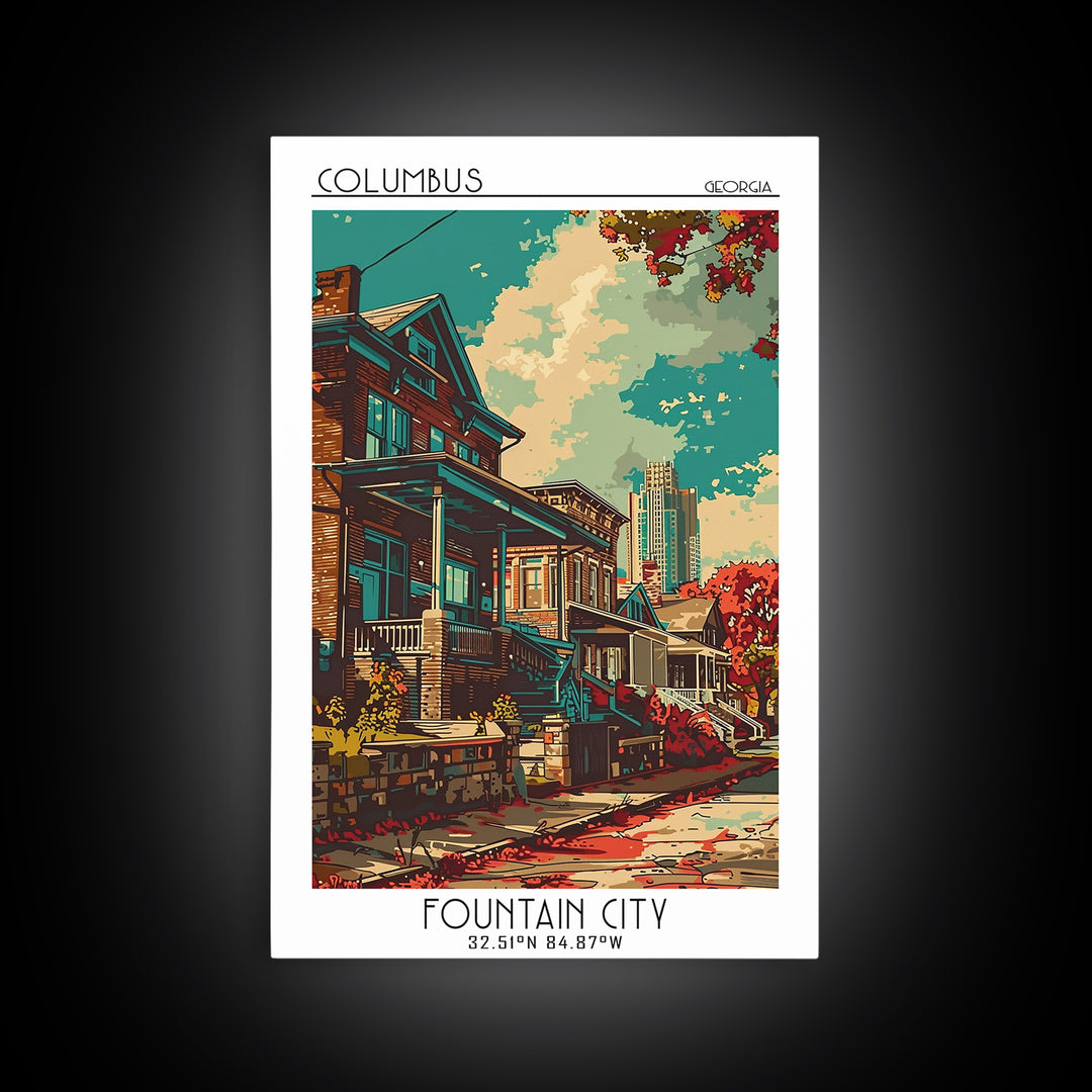 Columbus Travel Poster, Framed Canvas Print, City Travel Poster, Travel Wall Art, Vintage Travel Print, Poster Print, Fine Art Print