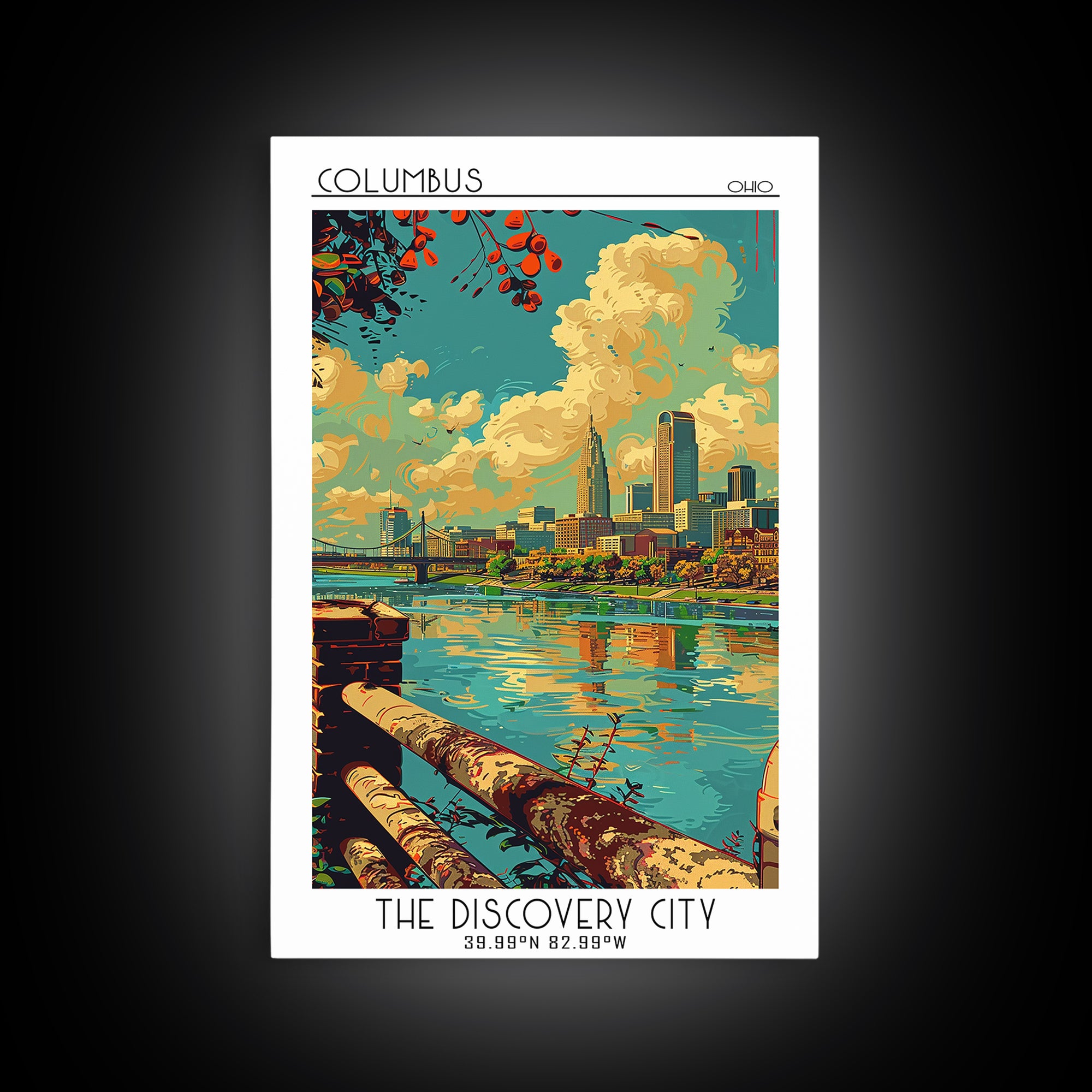 Columbus Ohio Travel Poster, Canvas Print, Poster Print, Travel Wall Art, City Wall Art, Poster Art, Landscape Art, Travel Art Print