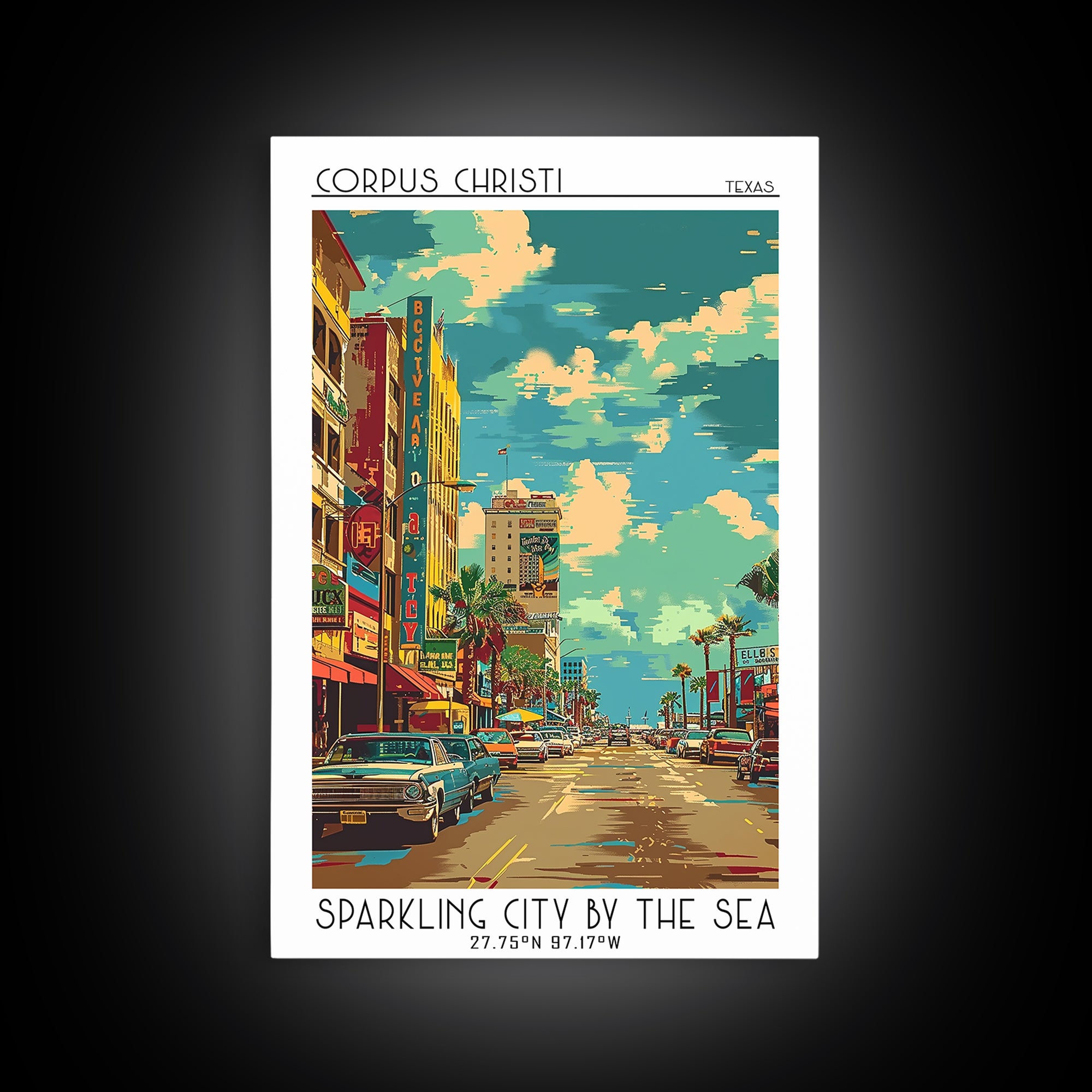 Corpus Christi Travel Poster, Canvas Print, City Art Print, Travel Wall Art, Home Office Decor, Minimalist Poster, City Illustration