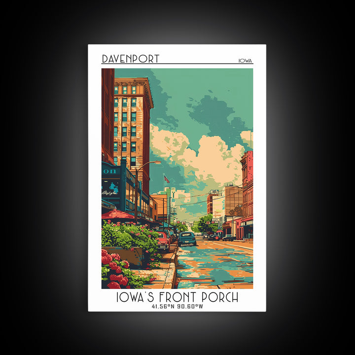 Davenport Travel Poster, Framed Canvas Print, Poster Print, Travel Wall Art, Retro Travel Print, Retro Travel Poster, Fine Art Print