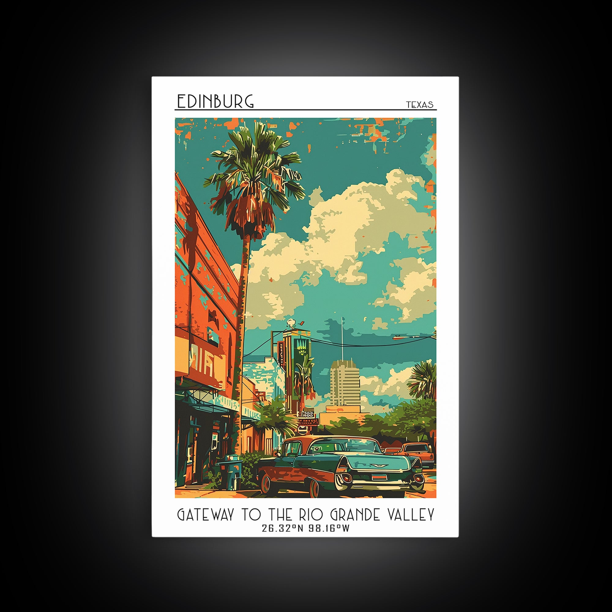 Edinburg Travel Poster, Framed Canvas Print, Retro Travel Poster, City Wall Art, Mid Century Wall Art, Home Decor, Modern Wall Decor