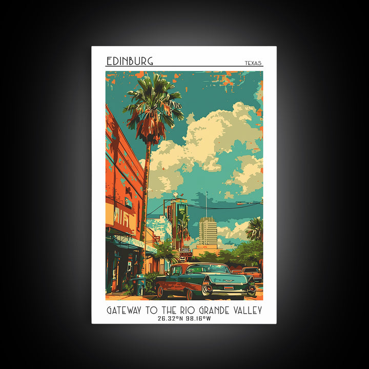 Edinburg Travel Poster, Framed Canvas Print, Retro Travel Poster, City Wall Art, Mid Century Wall Art, Home Decor, Modern Wall Decor
