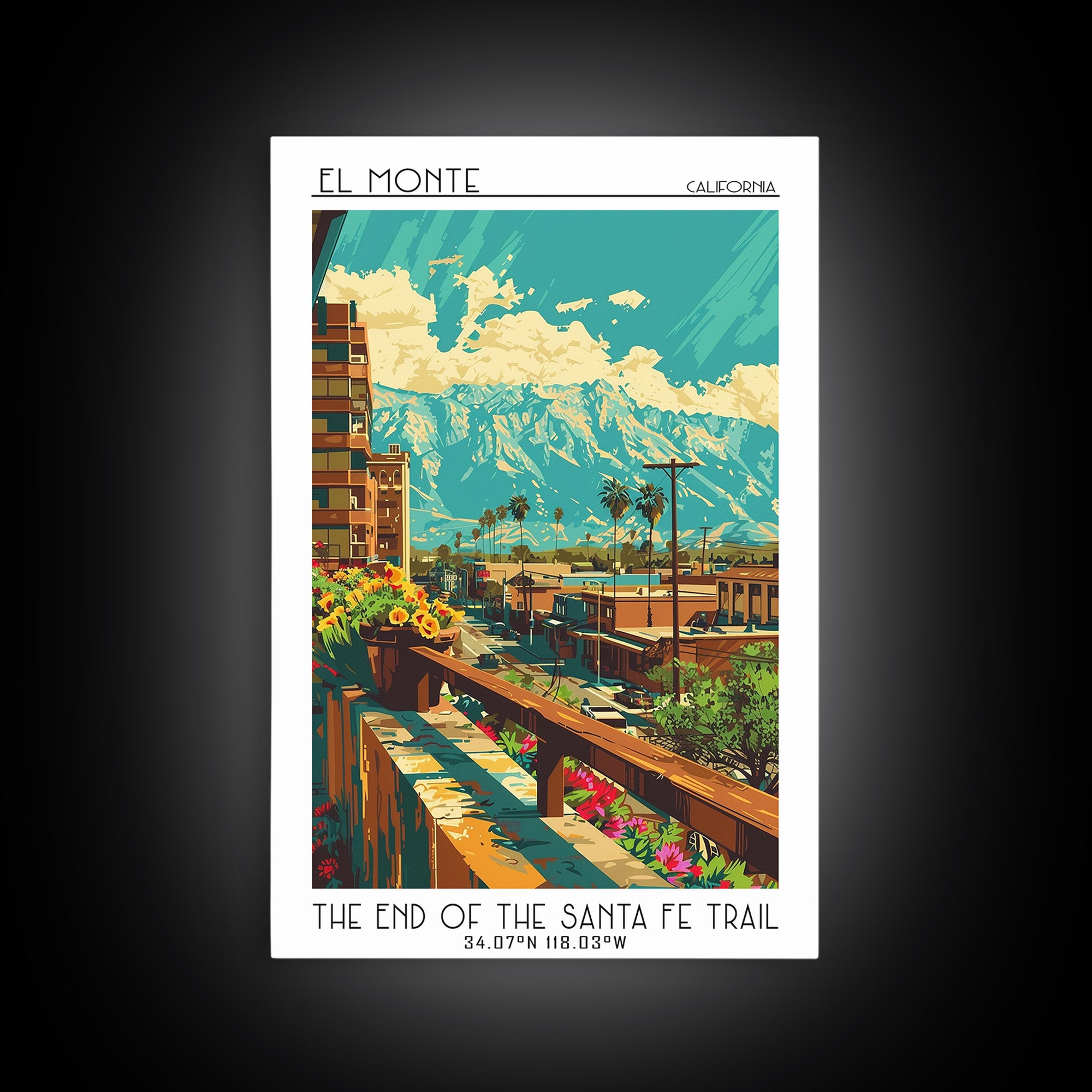 El Monte Travel Poster, Canvas Print, City Art Print, Travel Wall Art, Wall Art, Travel Prints, Gallery Wall Set, Retro Travel Print
