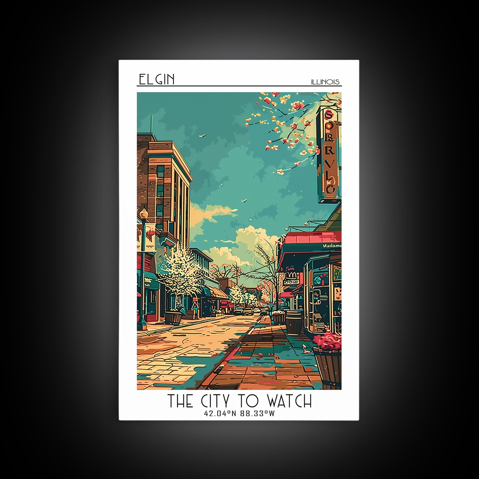 Elgin Travel Poster, Canvas Print, City Travel Poster, Travel Wall Art, Colorful Wall Art, Gallery Wall Set, Art Print, Travel Print