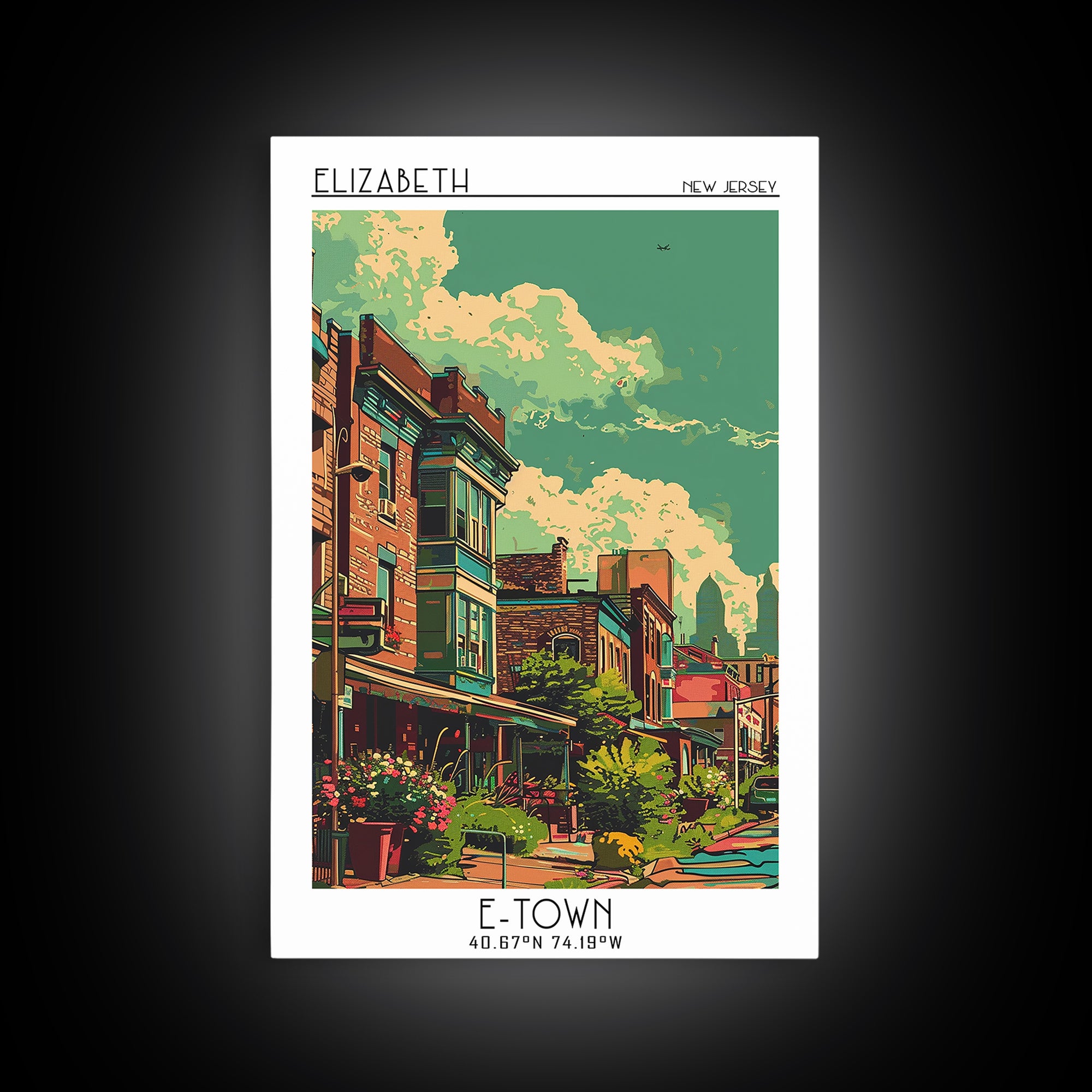 Elizabeth Travel Poster, Framed Canvas Print, Travel Art Print, Modern Wall Decor, Poster Art, City Travel Poster, Colorful Wall Art