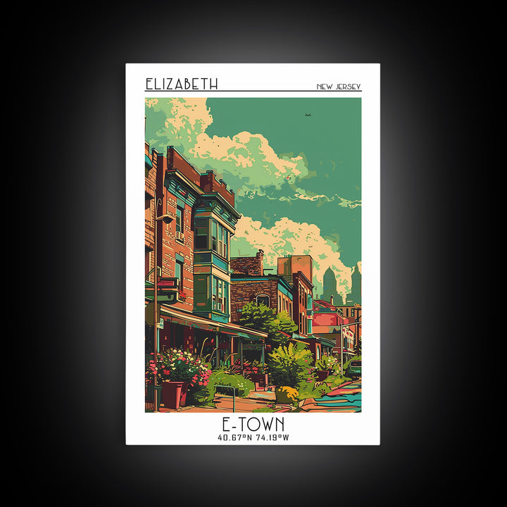 Elizabeth Travel Poster, Framed Canvas Print, Travel Art Print, Modern Wall Decor, Poster Art, City Travel Poster, Colorful Wall Art