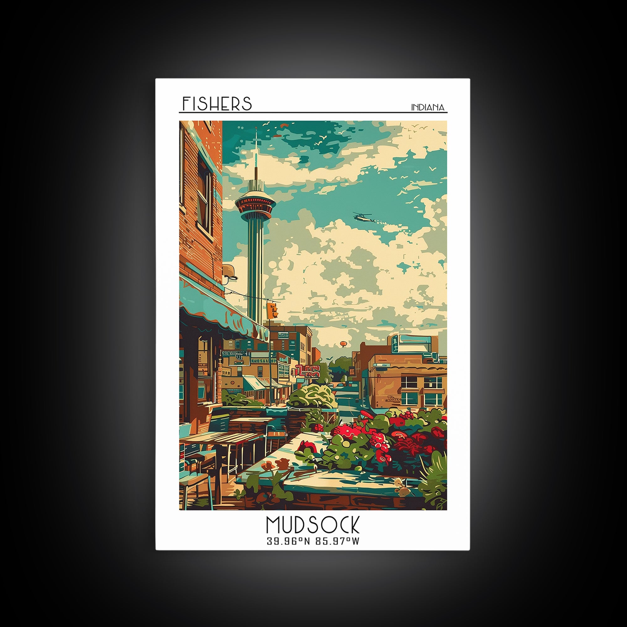 Fishers Travel Poster, Framed Canvas Print, Travel Art Print, Modern Wall Decor, City Wall Art, Poster Art, Poster Print, Home Decor