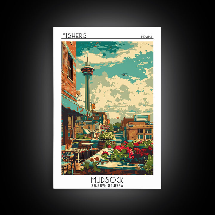 Fishers Travel Poster, Framed Canvas Print, Travel Art Print, Modern Wall Decor, City Wall Art, Poster Art, Poster Print, Home Decor