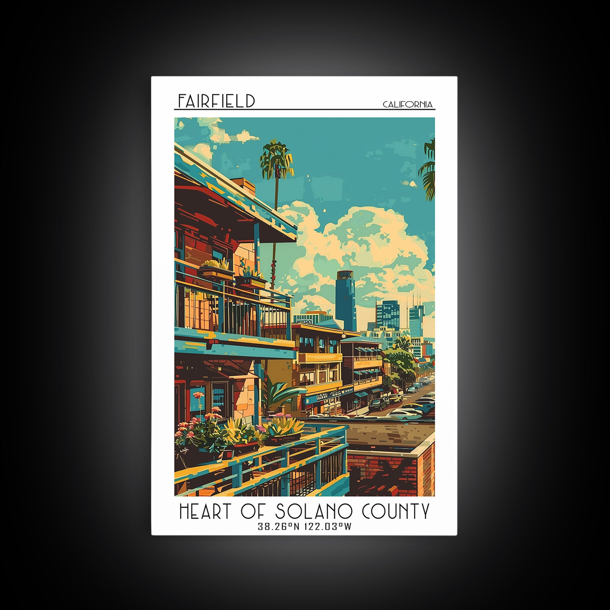 Fairfield Travel Poster, Canvas Print, Retro Travel Poster, City Wall Art, Vintage Travel, Wall Art, Fine Art Print, Vintage Posters