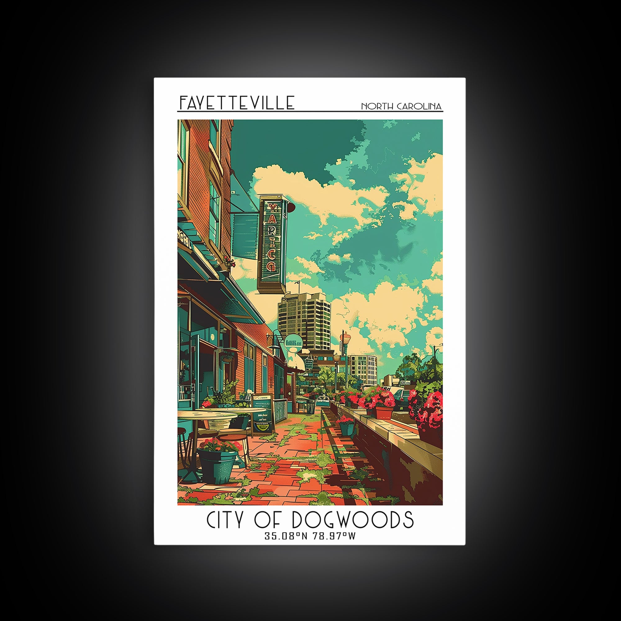 Fayetteville Travel Poster, Framed Canvas Print, Poster Print, Travel Wall Art, Minimalist Poster, City Art Print, City Illustration
