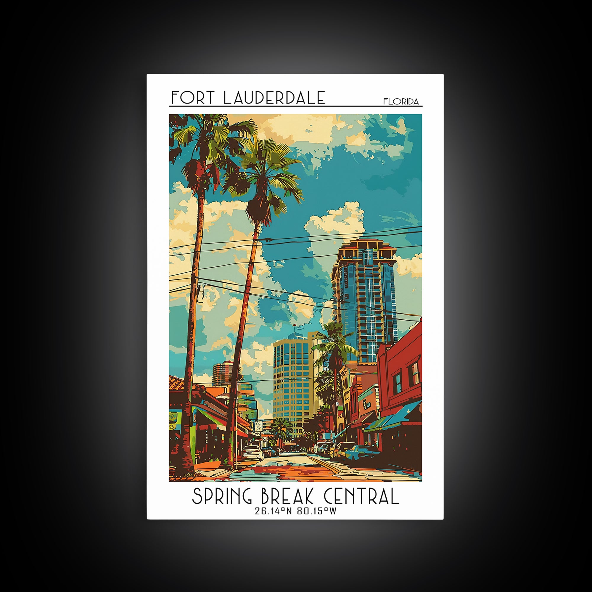 Fort Lauderdale Travel Poster, Canvas Print, City Travel Poster, Travel Wall Art, Wanderlust Gift, Retro Wall Art, Minimalist Poster