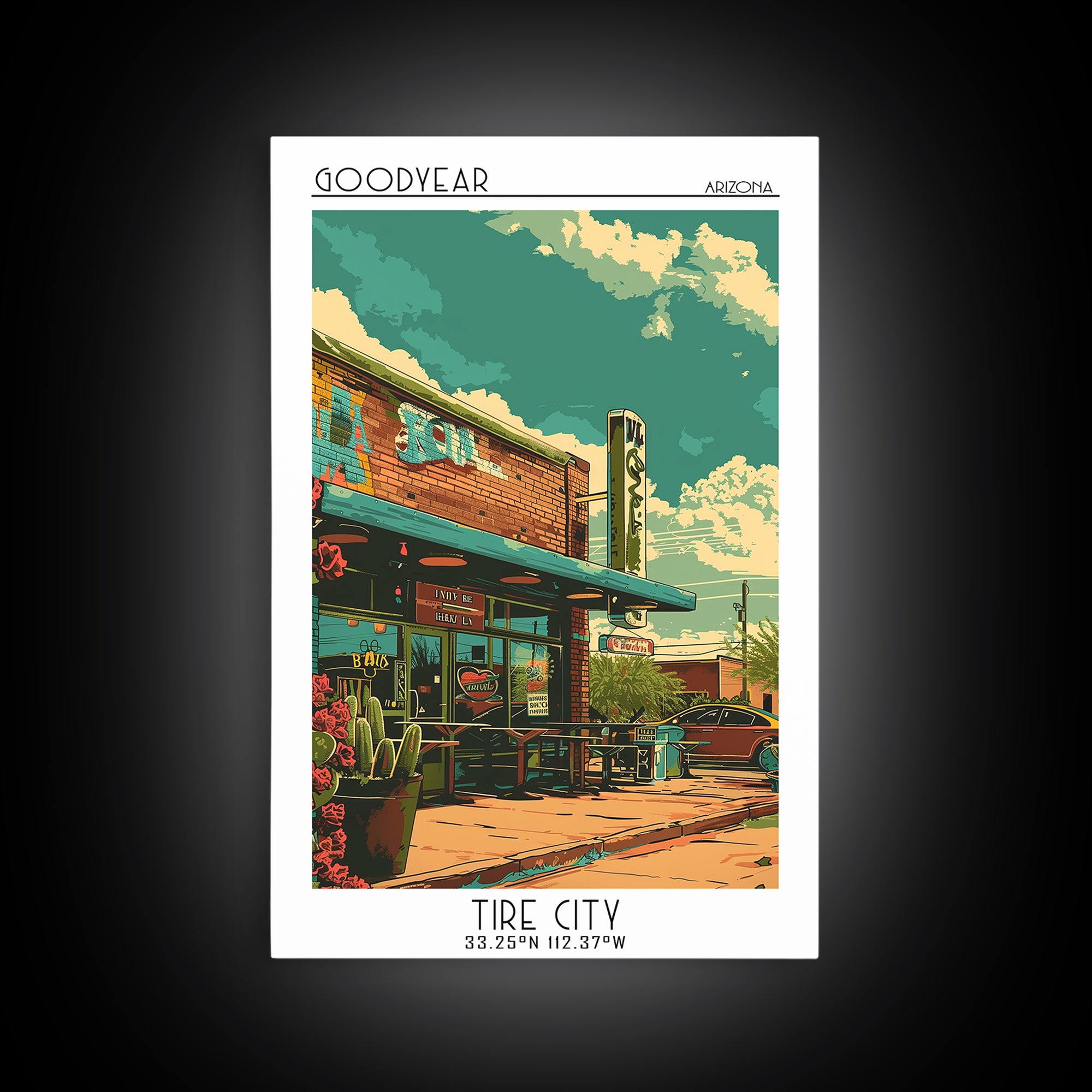 Goodyear Travel Poster, Canvas Print, City Travel Poster, Vintage City Poster, Living Room Wall Art, Travel Wall Art, City Art Print