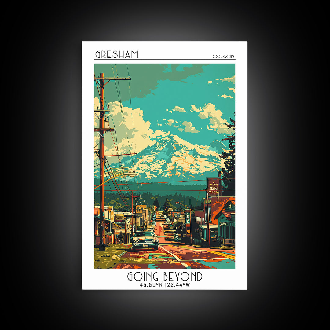 Gresham Travel Poster, Framed Canvas Print, City Travel Poster, Travel Wall Art, Travel Art Print, Minimalist Poster, Retro Wall Art