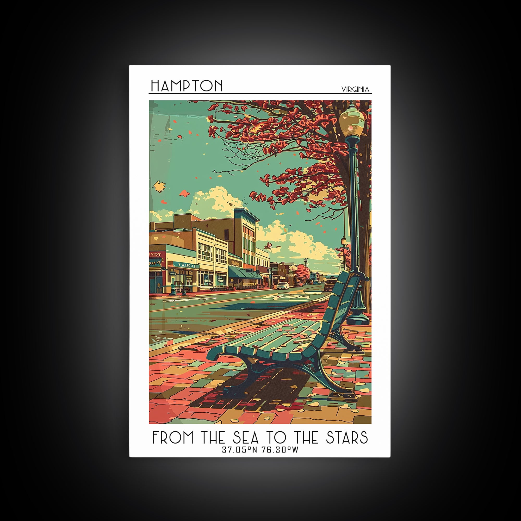 Hampton Travel Poster, Canvas Print, Travel Wall Art, City Wall Art, Poster Art, Modern Wall Decor, Retro Wall Art, Travel Art Print