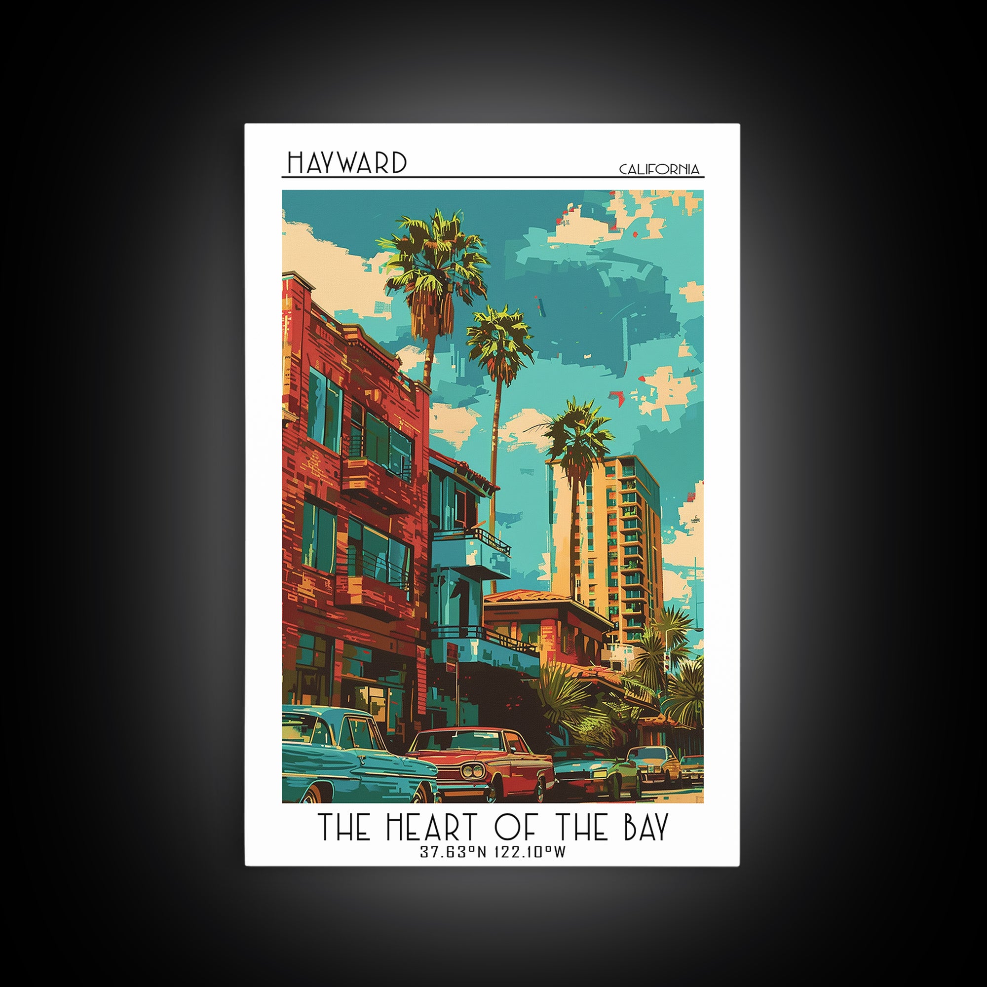 Hayward Travel Poster, Canvas Print, City Art Print, Travel Wall Art, Living Room Wall Art, Poster Art, Travel Decor, Fine Art Print