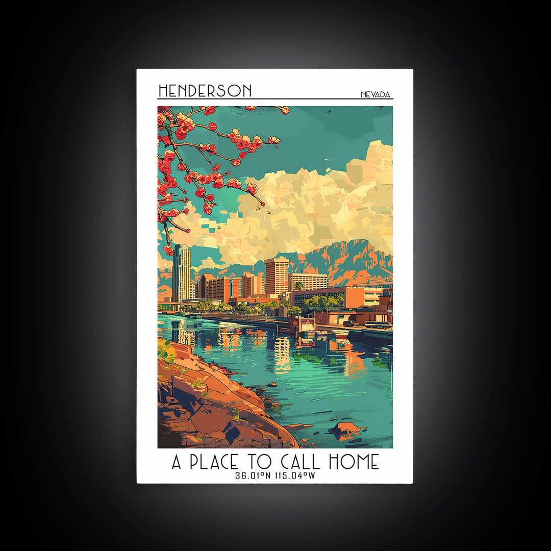 Henderson Travel Poster, Canvas Print, Poster Print, Travel Wall Art, Mid Century Wall Art, Travel Decor, Wall Art, Travel Art Print