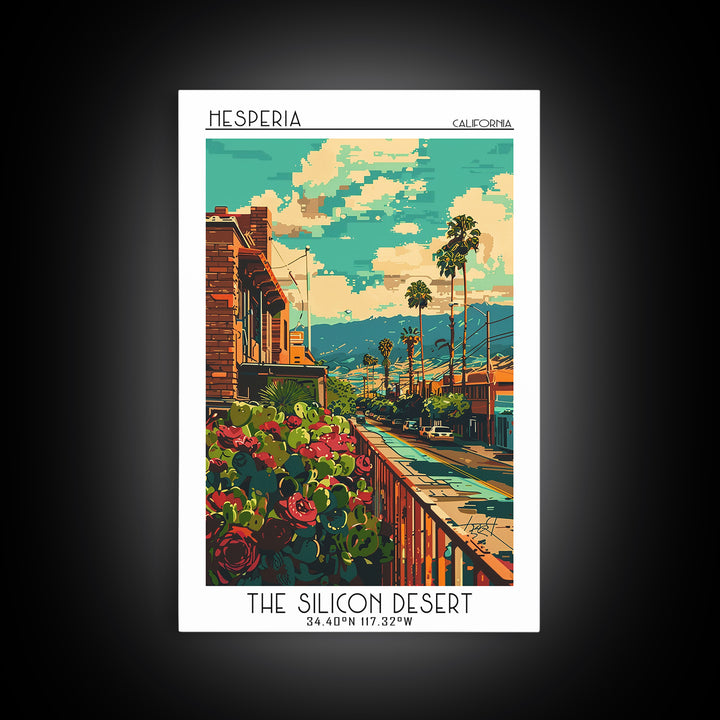 Hesperia Travel Poster, Framed Canvas Print, Vintage Travel Print, City Wall Art, Travel Wall Art, Vintage Travel Art, Landscape Art