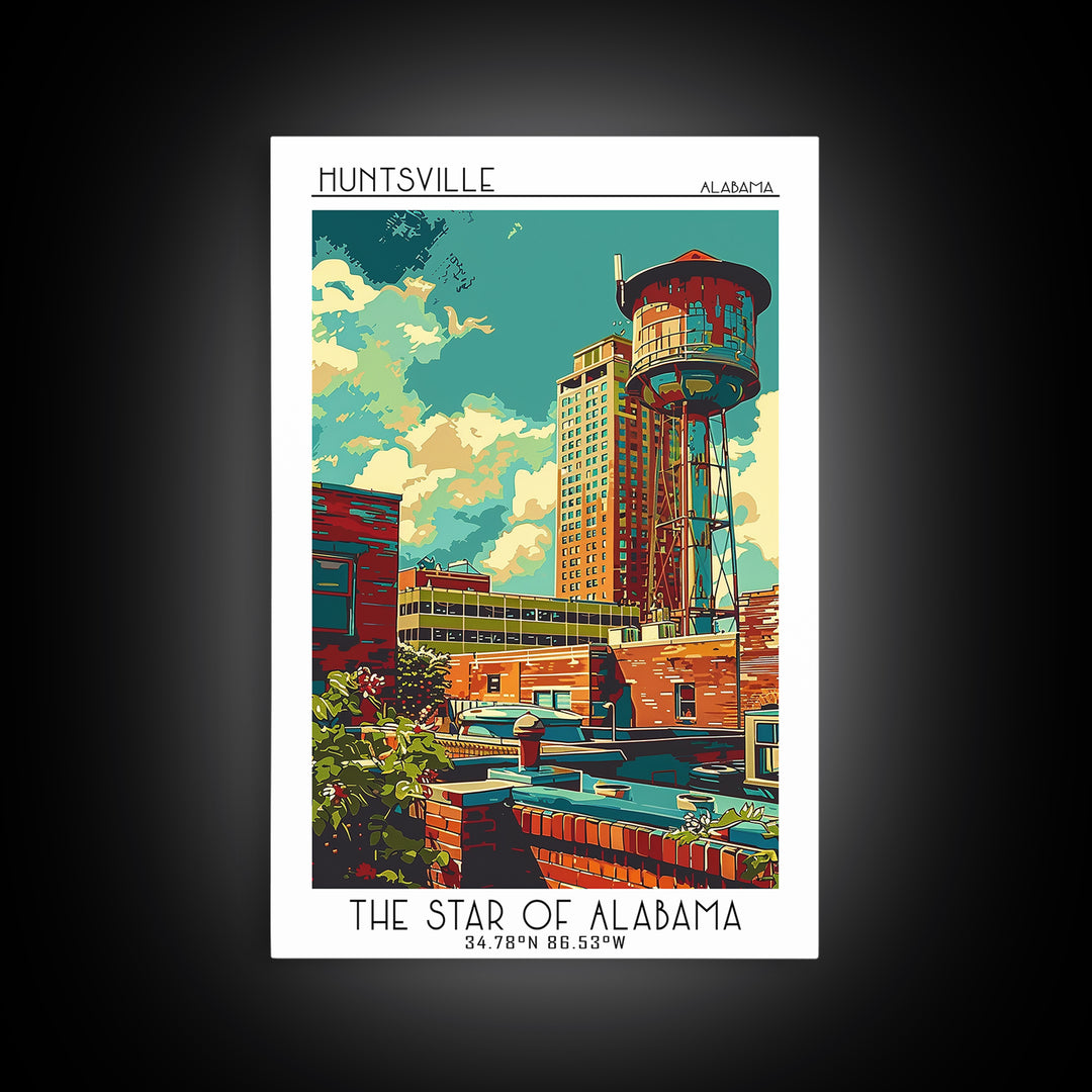 Huntsville Travel Poster, Canvas Print, Poster Print, Travel Wall Art, Travel Wall Decor, Wall Art, Travel Print, Retro Travel Print